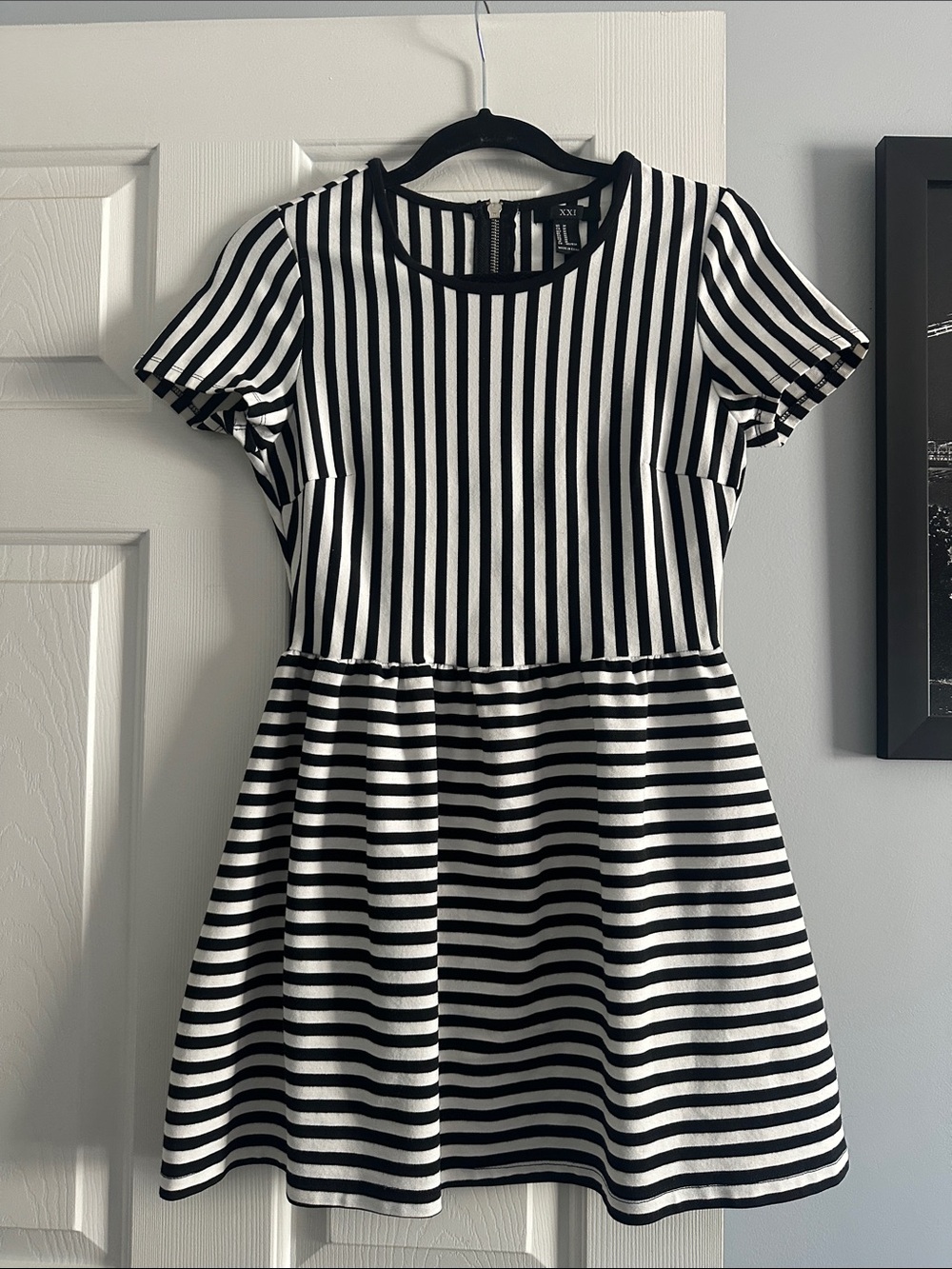 Women’s black and white striped dress